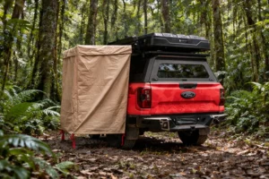 Camping accessories and storage add-ons for a branded camping range