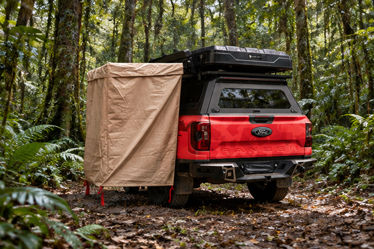 Camping accessories and storage add-ons for a branded camping range